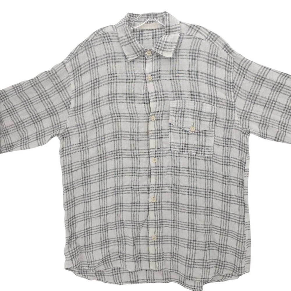 CP Shades White and Gray Plaid Casual Button-Down Shirt XL - Picture 2 of 6